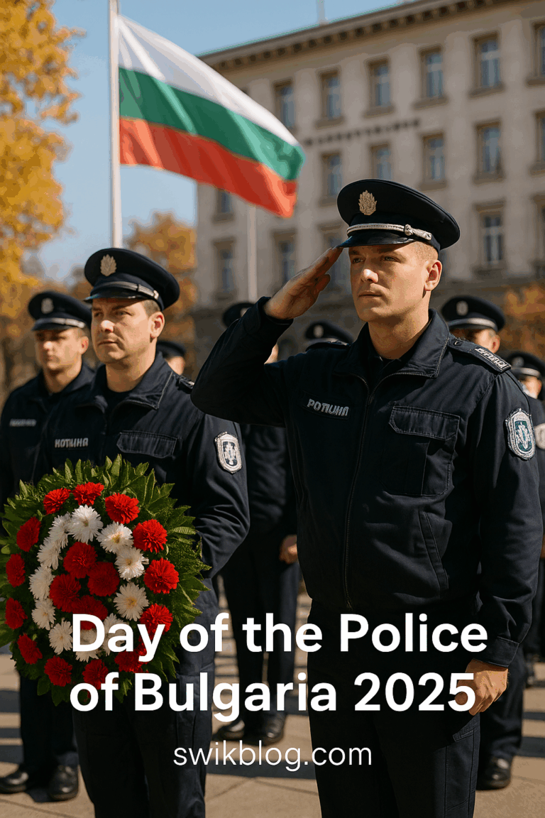 Bulgarian police officers during the Day of the Police wreath-laying ceremony in Sofia on 8 November 2025