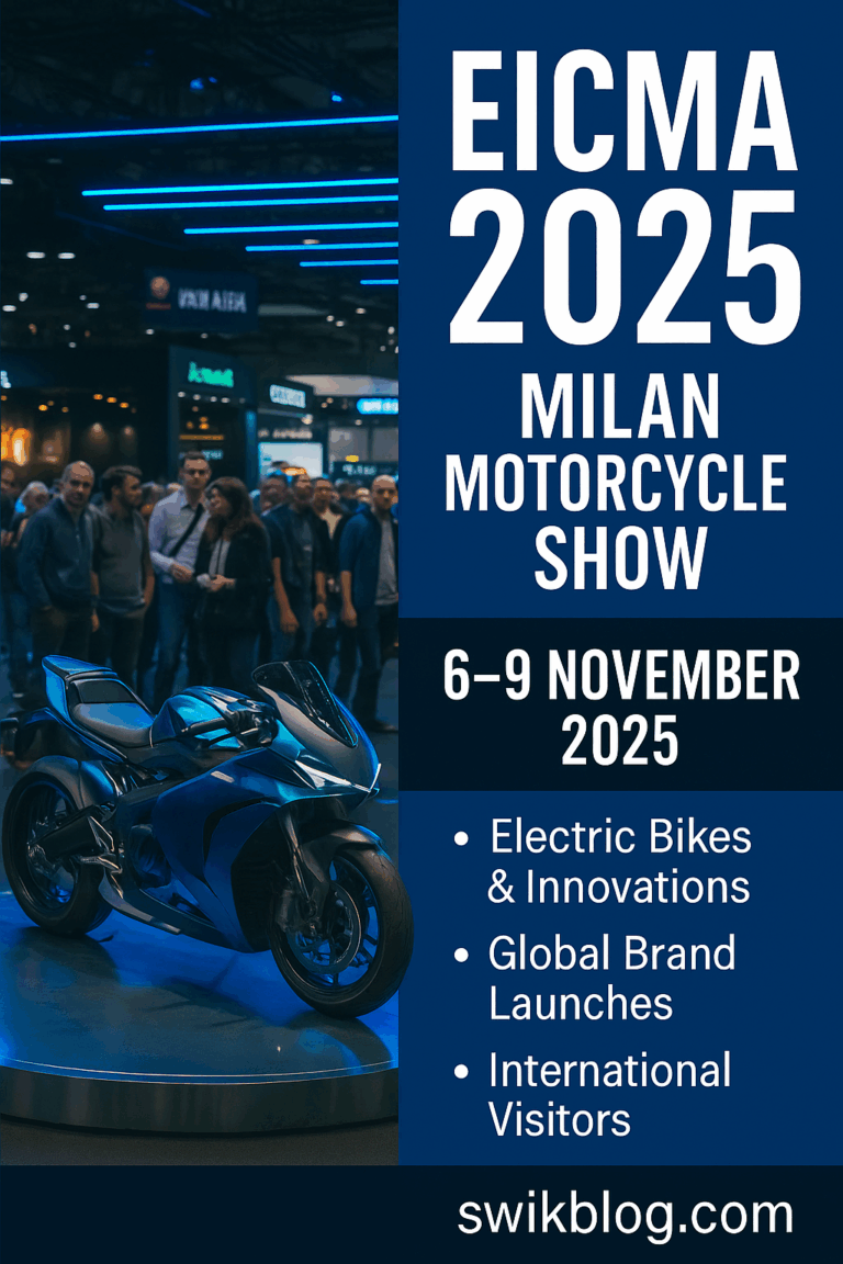 “EICMA 2025 Milan Motorcycle Show featuring futuristic electric bikes and international visitors at Fiera Milano Rho – swikblog.com”