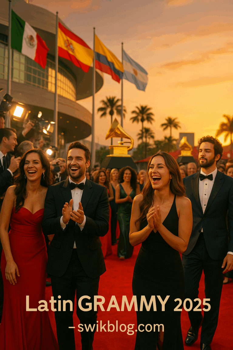 Celebrities on the red carpet during the Latin GRAMMY 2025 in Miami, celebrating Latin music with emotions and surprises.