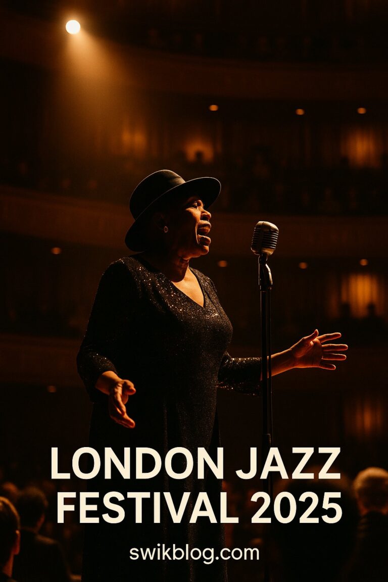 Jazz singer performing live on stage at the Barbican during the London Jazz Festival 2025