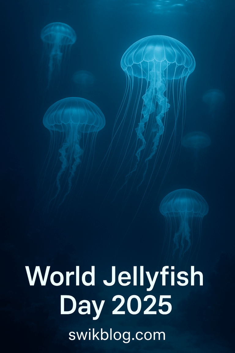 Glowing jellyfish floating in the deep ocean for World Jellyfish Day 2025 – swikblog.com