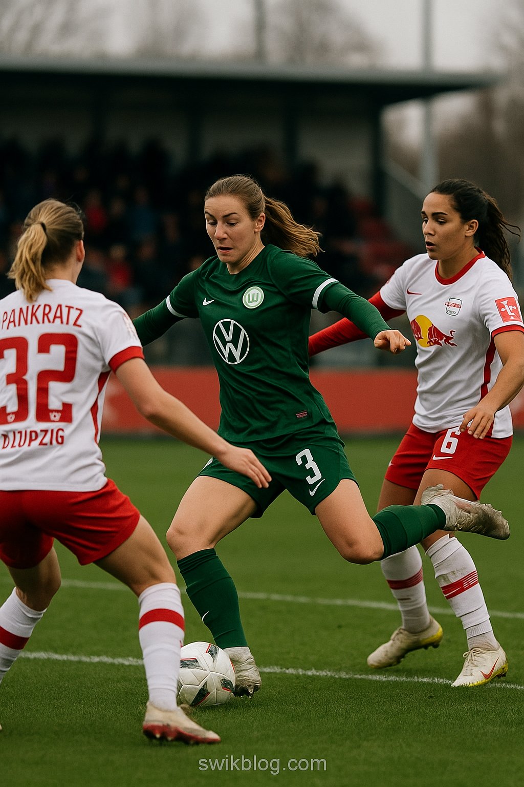 Cora Zicai celebrates after scoring for Wolfsburg against RB Leipzig in the Google Pixel Frauen-Bundesliga