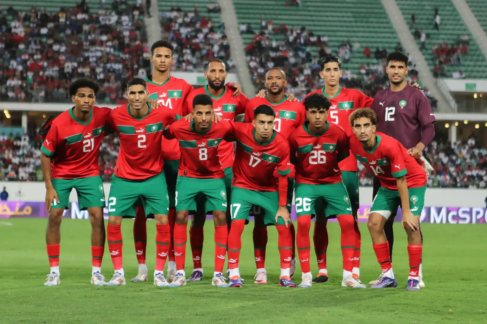 Morocco national football team squad posing before match