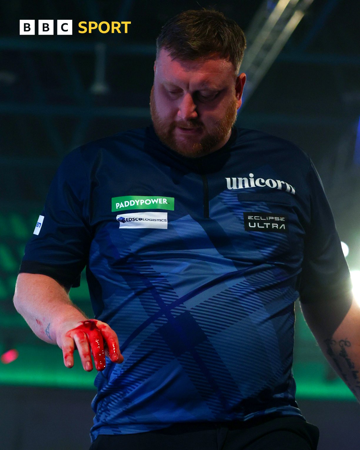 Cameron Menzies reacts after defeat at the PDC World Darts Championship