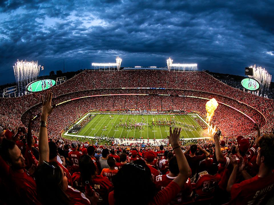 NFL stadium under lights during playoff atmosphere