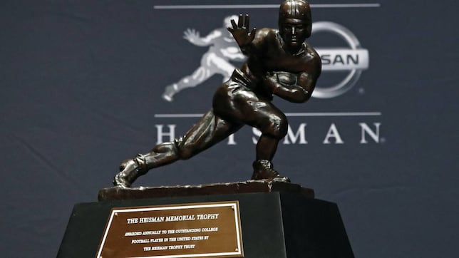 Heisman Trophy ceremony with finalists on stage in New York City