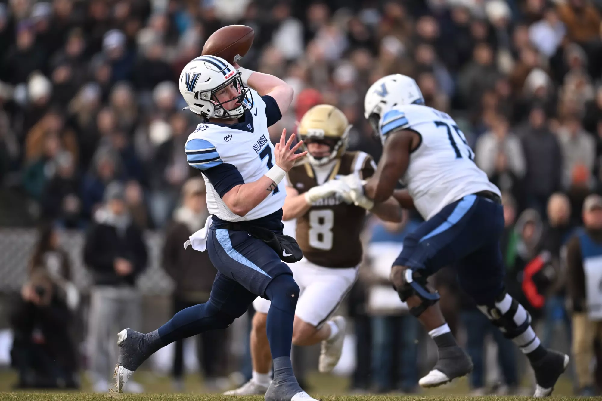 Villanova Wildcats football players during the FCS playoffs