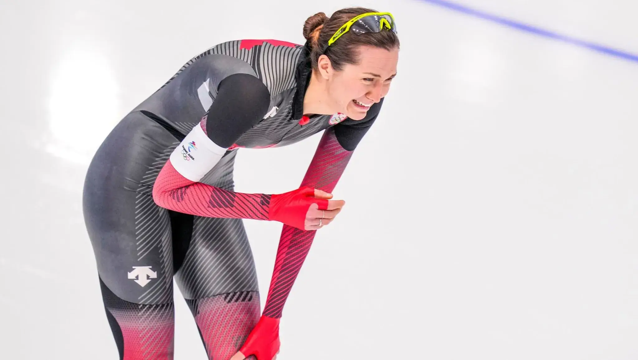 Canada’s Isabelle Weidemann during a speed skating World Cup event