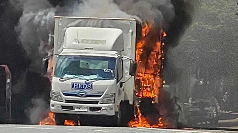 Truck Engulfed in Flames Outside Brisbane Central Station, CBD Traffic Disrupted