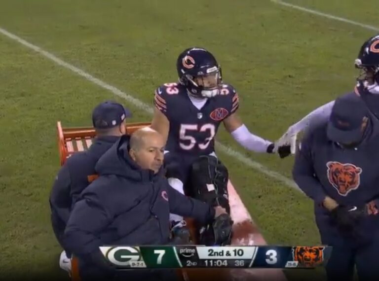 T.J. Edwards Injury Update: Bears LB Carted Off vs. Packers With Left Foot in Air Cast