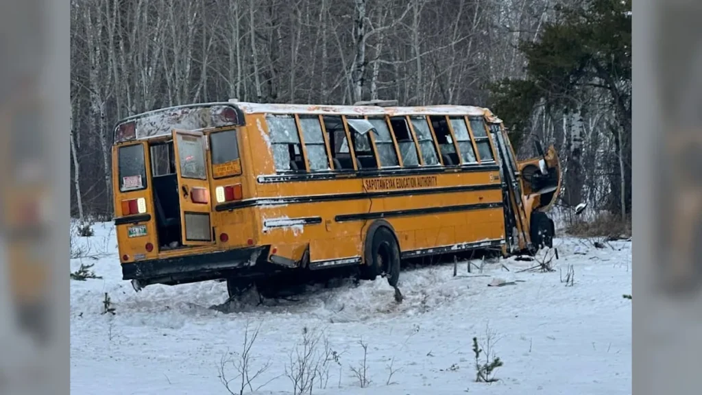 Four Seriously Injured After Cree Nation School Bus Rolls Over on Icy Manitoba Highway
