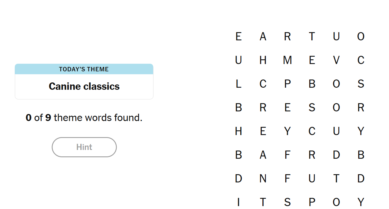 NYT Strands January 27 2026 Canine Classics puzzle cover