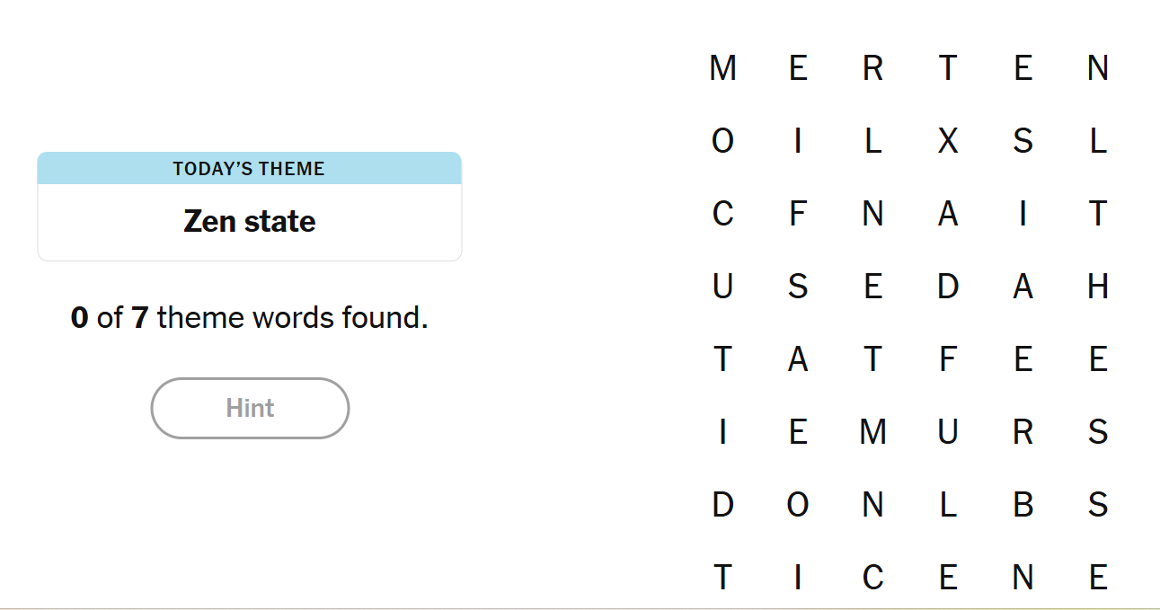 NYT Strands puzzle screenshot for January 28, 2026 (Puzzle No. 696) showing the theme 'Zen state' and the letter grid