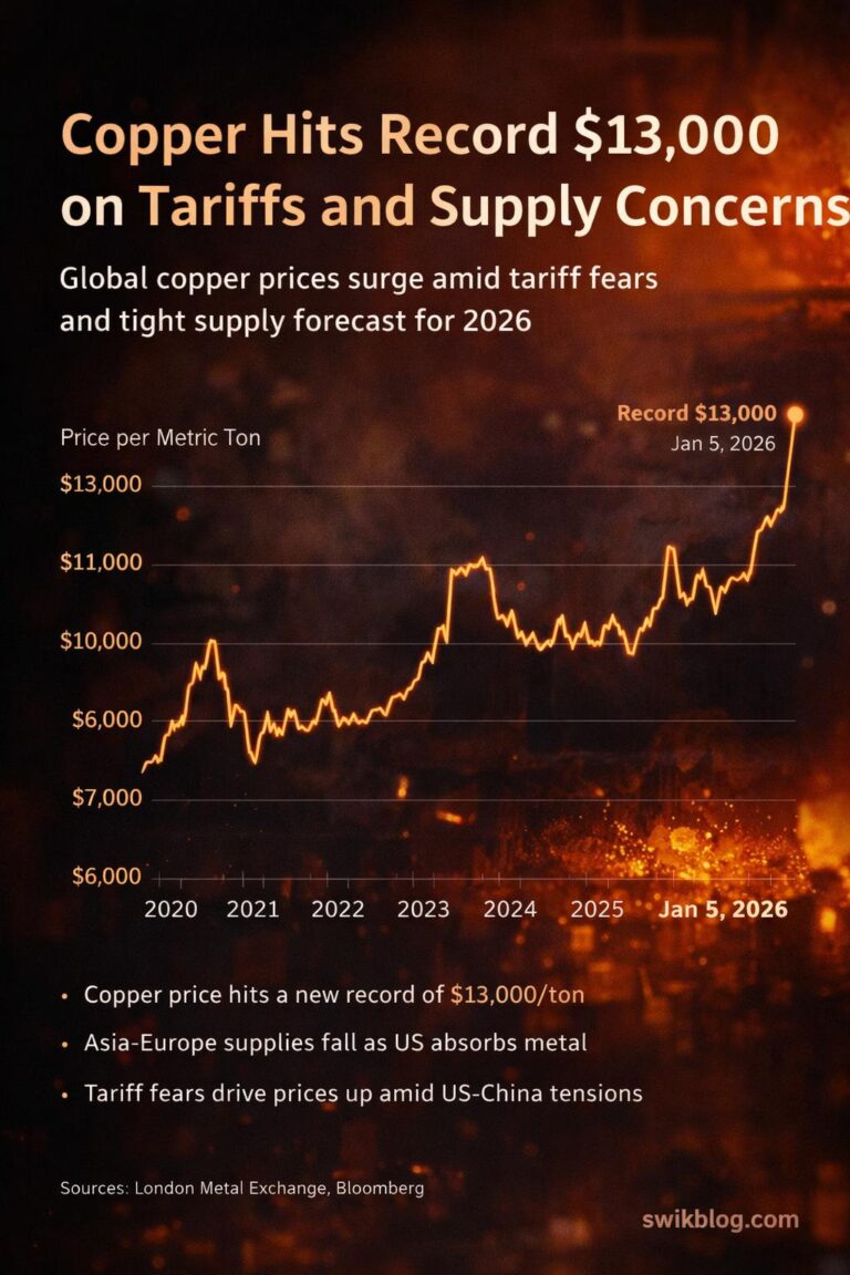 Copper Smashes $13,000 as Tariff Fears Tighten Global Supply