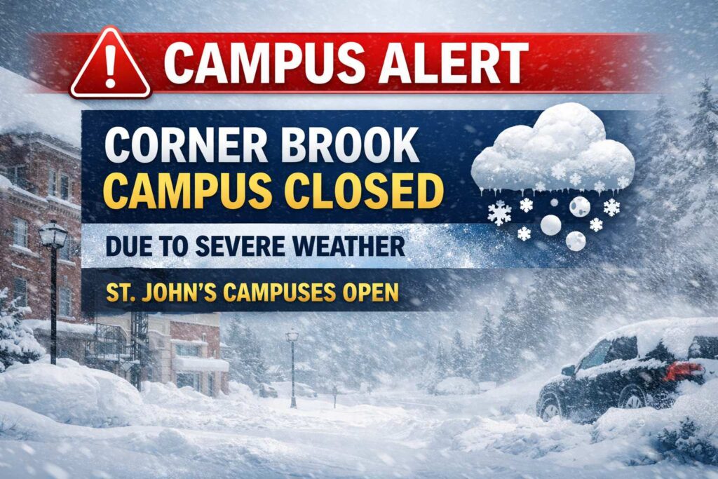 Campus Alert: Corner Brook Shut Due to Severe Weather, St. John’s Remains Open