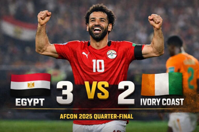 60-Second Match Recap: Egypt 3–2 Ivory Coast (AFCON 2025 Quarter-Final)