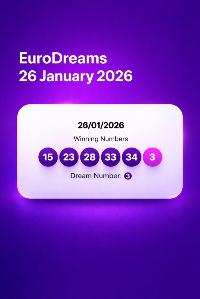 EuroDreams Winning Numbers for Monday 26 January 2026: Full Result