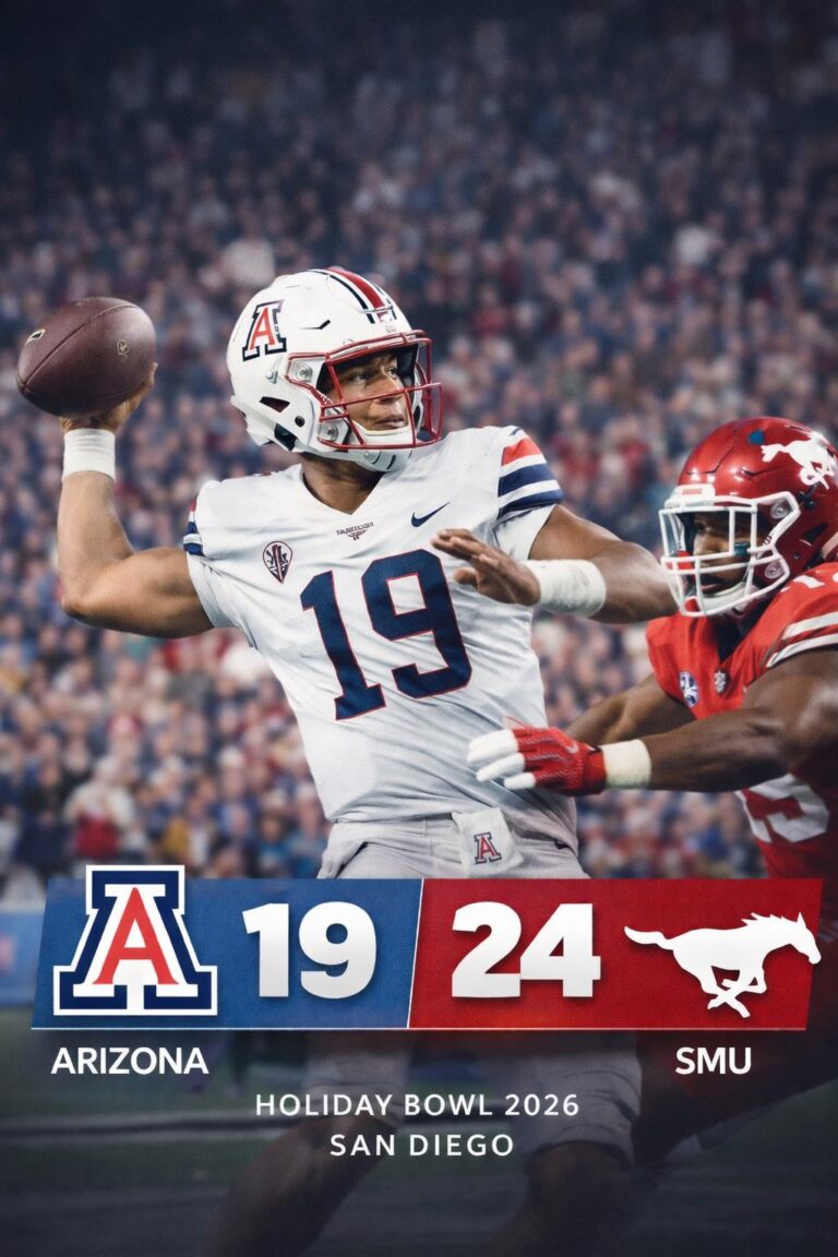 Arizona’s Furious Second-Half Rally Falls Just Short After SMU’s 24–0 First-Half Blitz in Holiday Bowl