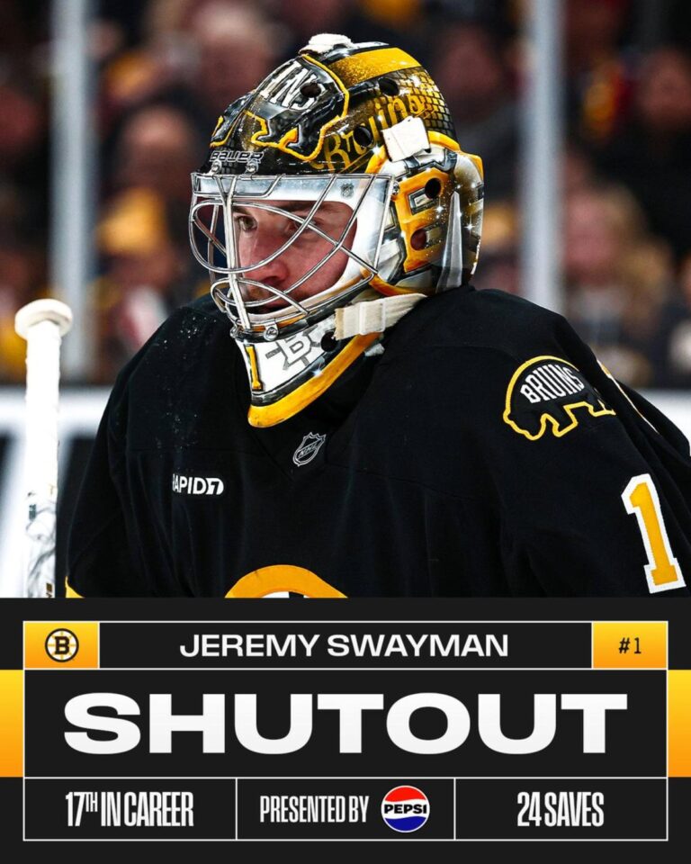 Jeremy Swaymanâs Shutout Seals Bruinsâ Elite Defensive Run Against Red Wings