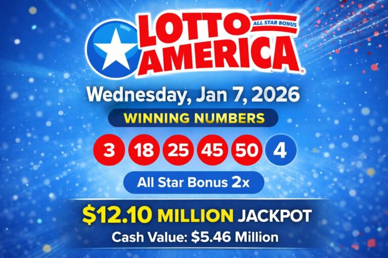 Lotto America Winning Numbers Jan 7, 2026 – $12.1M Jackpot Results