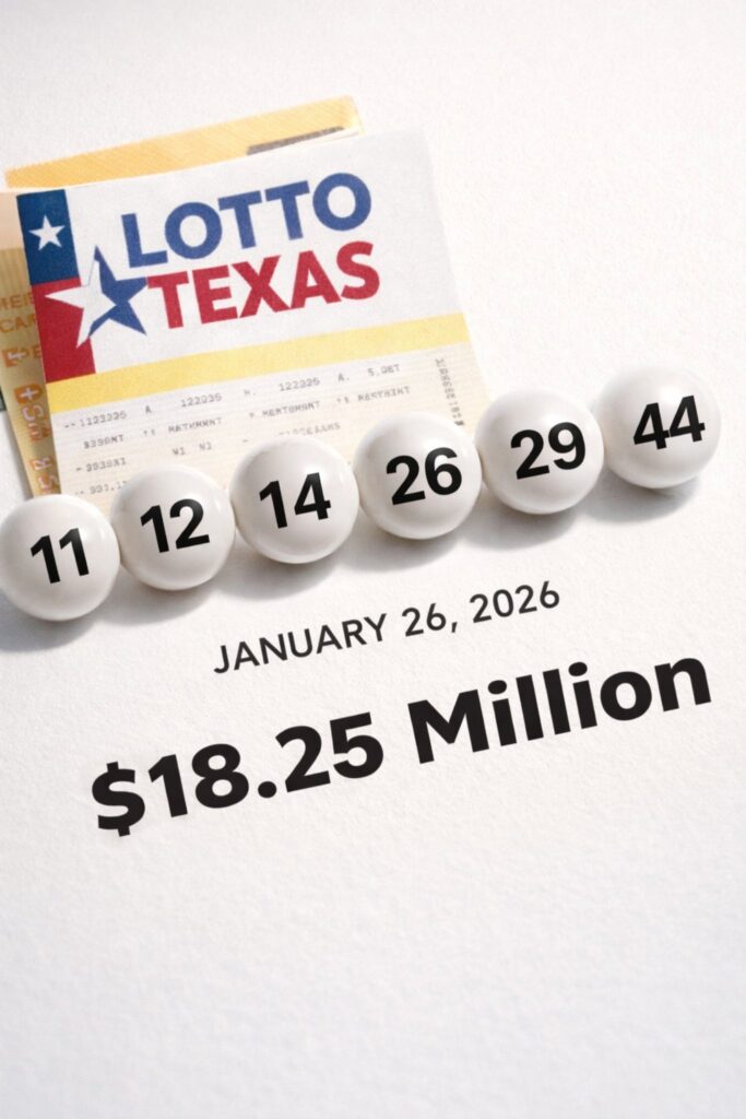 Lotto Texas Winning Numbers for January 26, 2026 — Jackpot Worth $18.25 Million