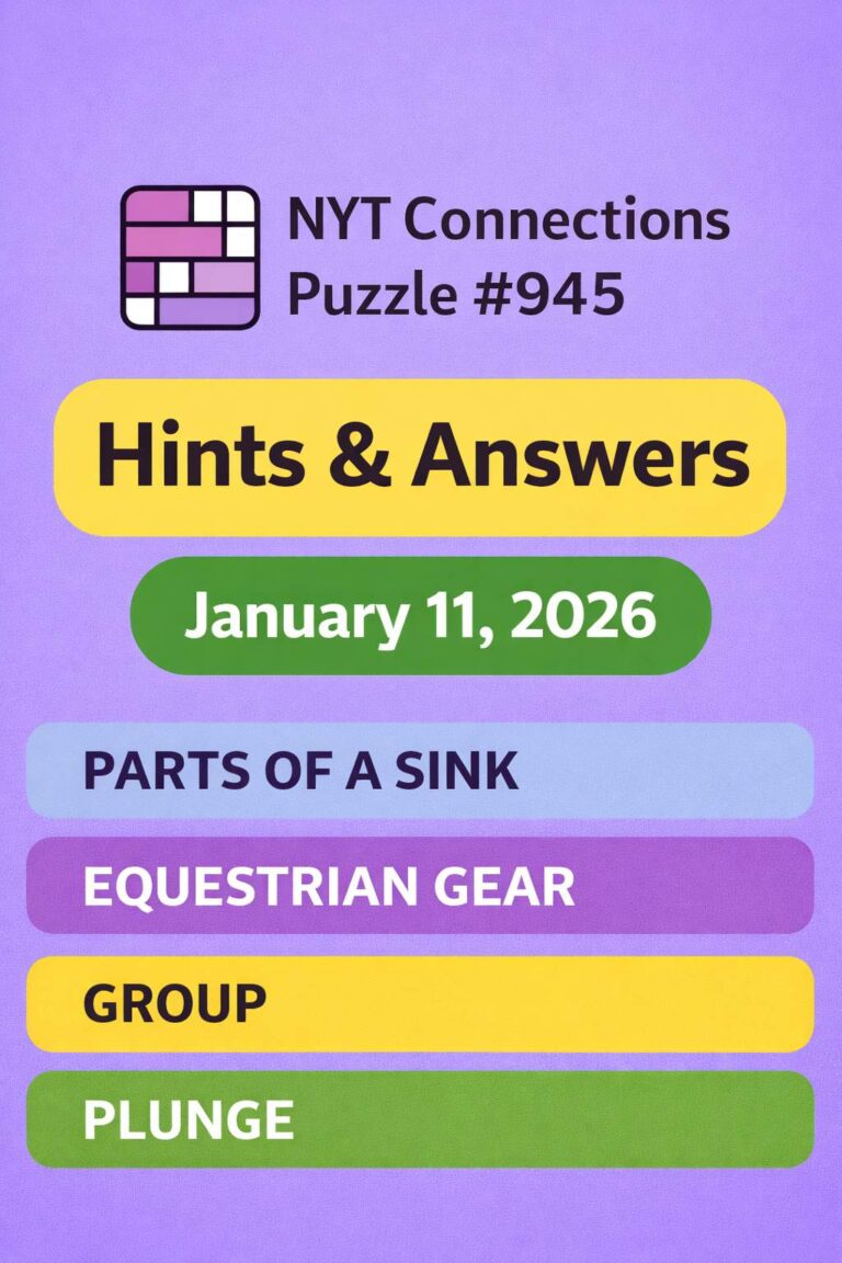 NYT Connections Puzzle #945 – Hints & Answers for January 11, 2026
