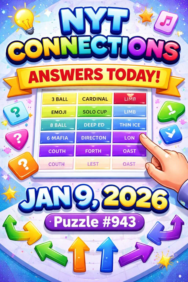 NYT Connections Answers Today (Jan 9, 2026): Puzzle #943 Explained
