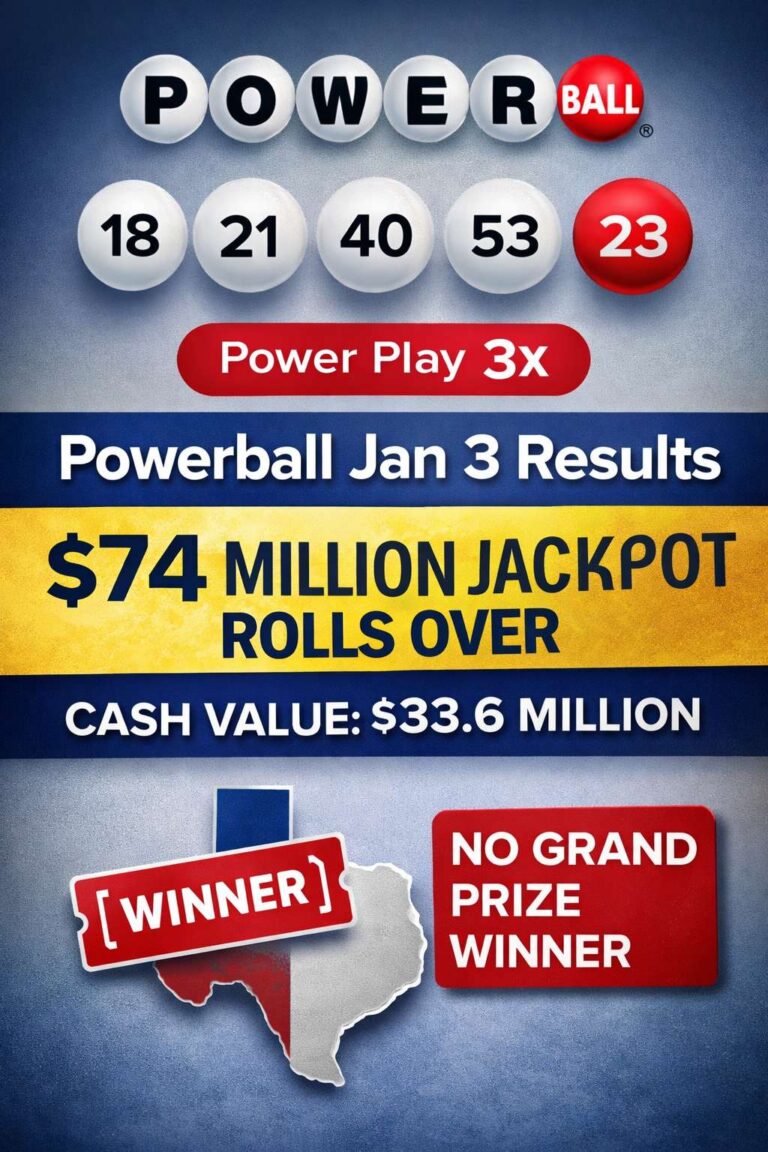 Powerball Jan 3 Numbers: $74 Million Jackpot Rolls Over as No Grand Winner
