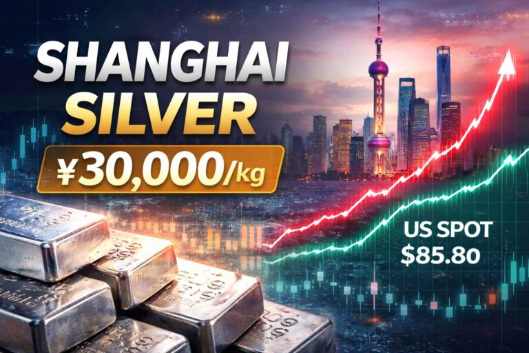 Shanghai silver price today near 30000 yuan per kilogram compared with US silver spot