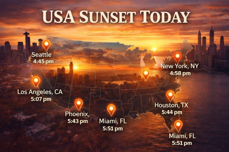 USA Sunset Today: Sunset Times for Major Cities (January 14, 2026)