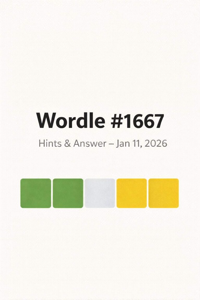NYT Wordle #1667 (Jan 11, 2026) – Hints, Clues