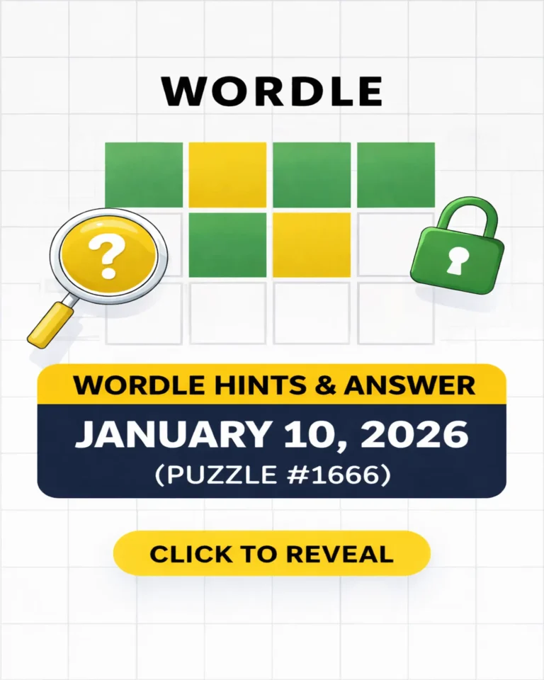 Wordle Hints & Answer for January 10, 2026 (Puzzle #1666)
