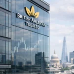 British American Tobacco headquarters in London as BATS shares trade near 4,300p today