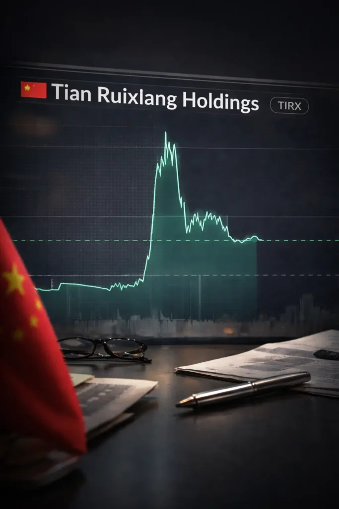 Tian Ruixiang Holdings stock chart showing volatile Nasdaq trading