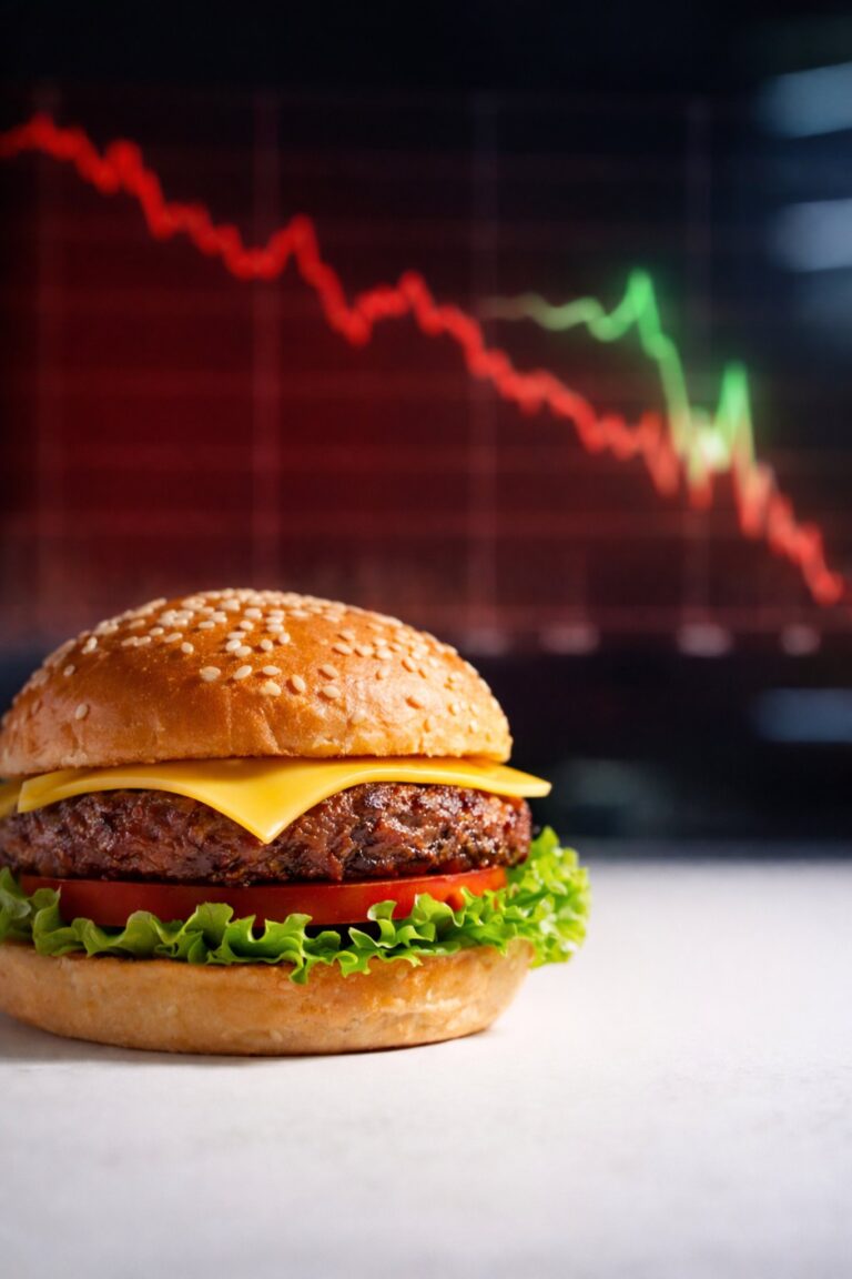 Beyond Meat BYND stock crash illustrated with burger and falling stock chart