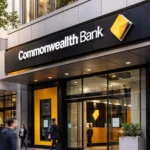 Commonwealth Bank branch exterior with yellow CBA signage in an Australian city setting