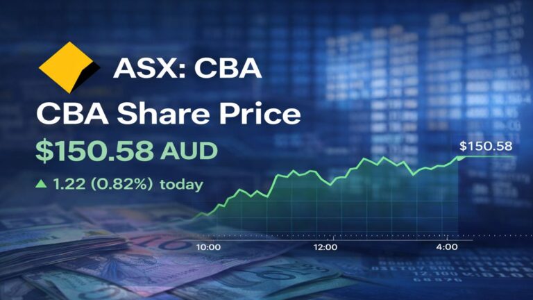 CBA share price chart showing Commonwealth Bank stock trading near $150 on the ASX
