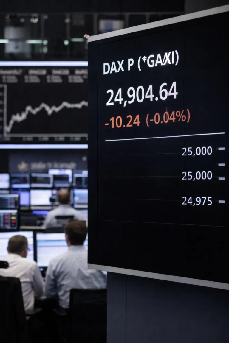 DAX Today trading near 25,000 at Frankfurt Stock Exchange with benchmark index at 24,904 during market session