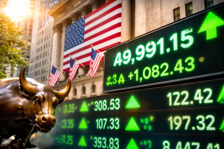 Dow Jones Surges Past 49,900 as Cyclicals and Tech Power a 1,000-Point Rally