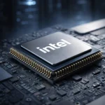 Intel semiconductor chip inside a data center environment representing AI partnership growth.