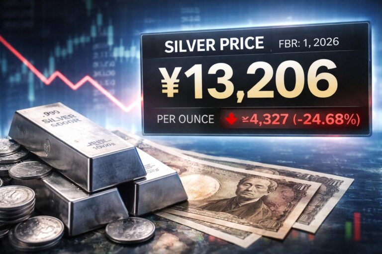 Japan silver price today showing silver at ¥13,206 per ounce on Feb 1, 2026