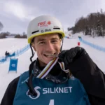 Matt Graham competing in Olympic moguls semi-final race representing Australia
