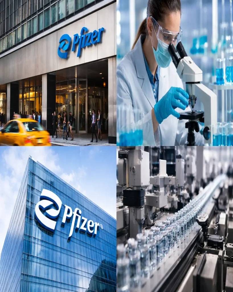Pfizer headquarters and laboratory research operations representing pharmaceutical innovation and pipeline development