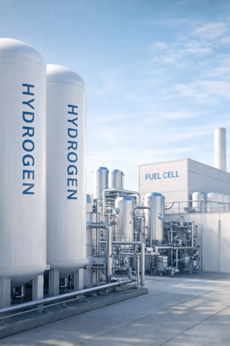 Plug Power hydrogen fuel cell facility with large storage tanks as PLUG stock rebounds near $2 on Nasdaq