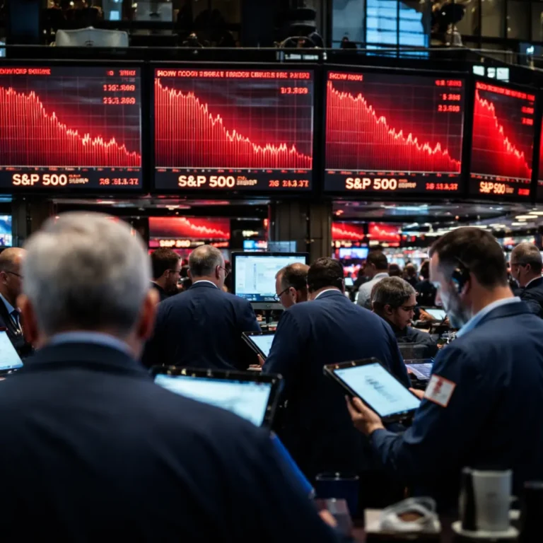 Wall Street traders monitor falling stock charts as Dow, S&P 500 and Nasdaq slide after hot PPI inflation data