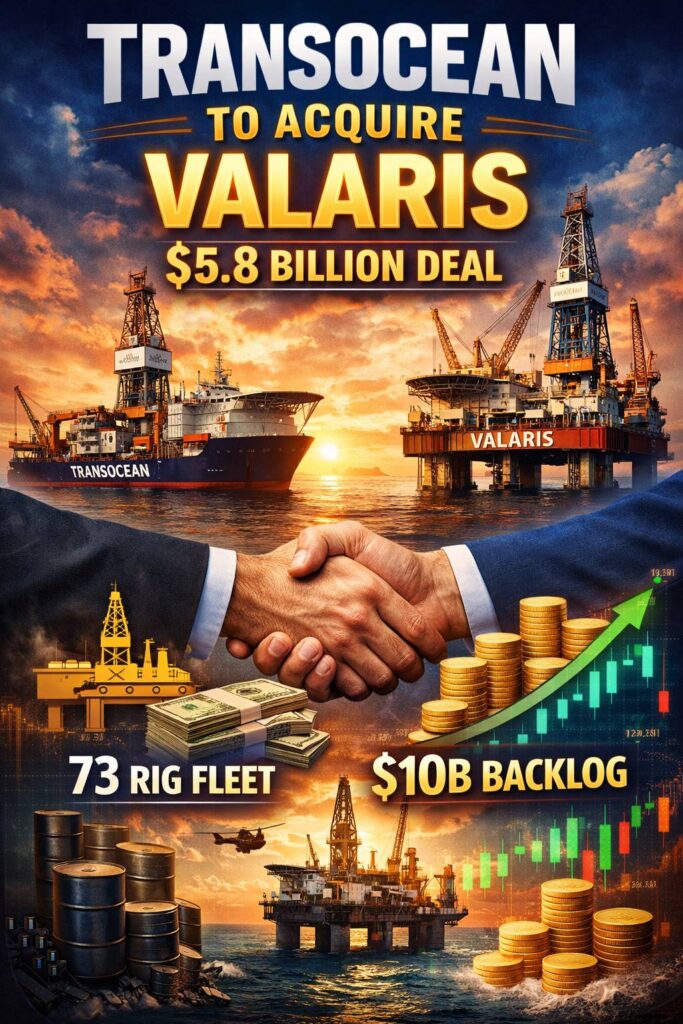 Transocean to Buy Valaris in $5.8B Deal, Creating 73-Rig Offshore Giant With $10B Backlog