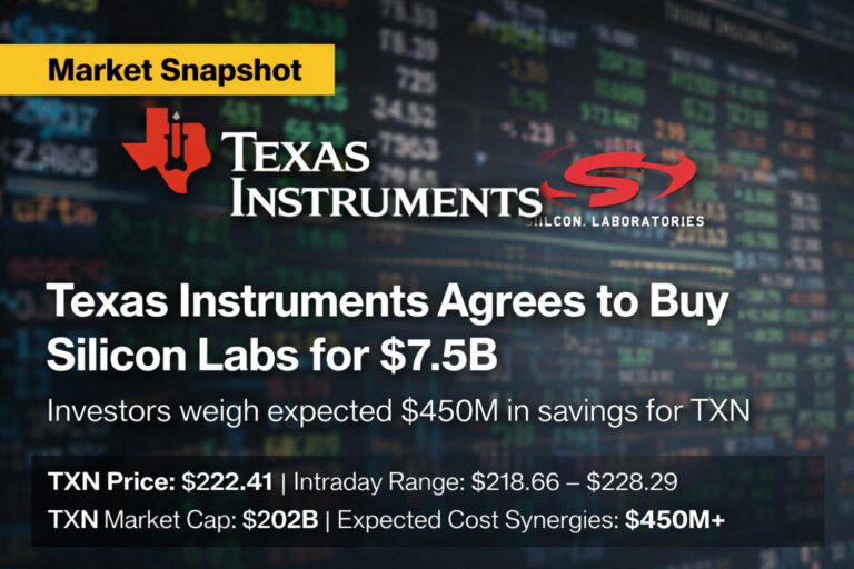 Texas Instruments stock reacts to Silicon Labs acquisition and $450M synergy outlook