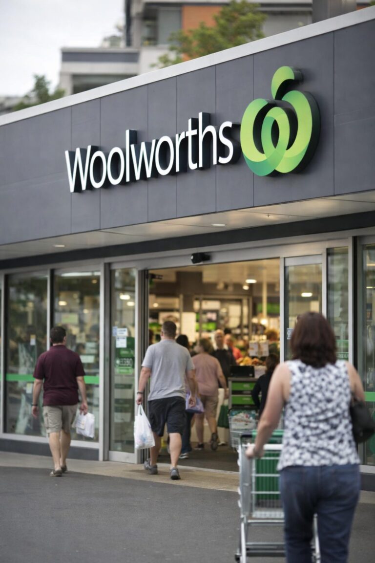 Woolworths supermarket in Australia as WOW.AX shares trade higher on the ASX
