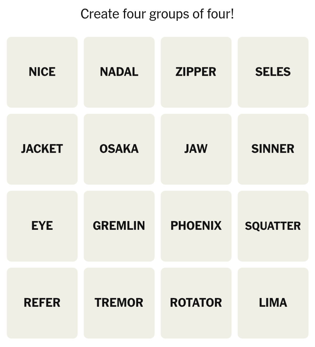 NYT Connections puzzle #1001 for March 8, 2026 showing the puzzle grid