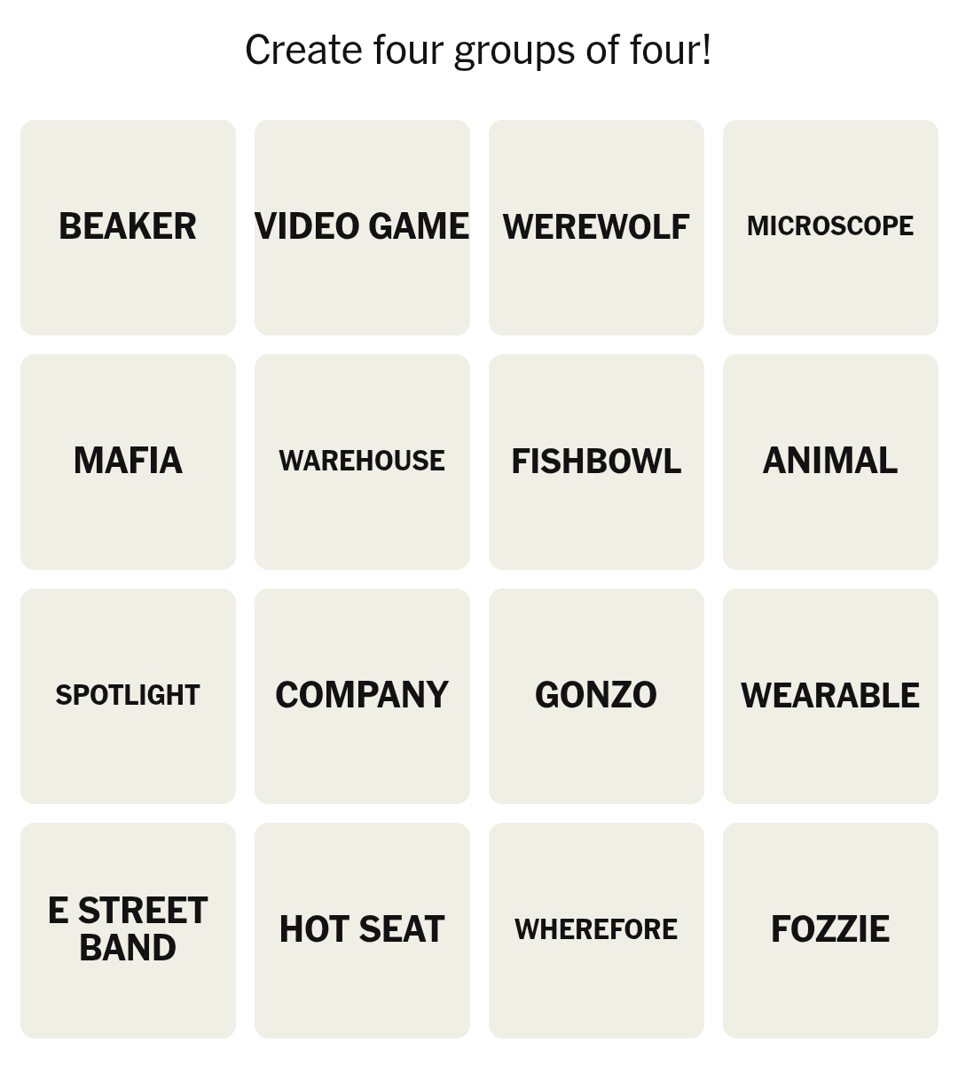 NYT Connections puzzle March 9, 2026